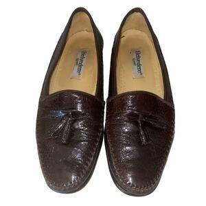 Belvedere Florence Genuine Ostrich Tassel Loafers Brown Leather 10.5M Italy